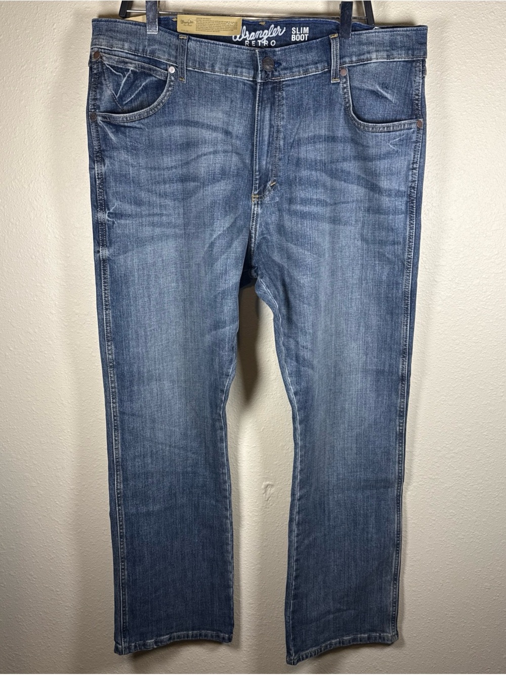 Wrangler Retro Men’s Slim Bootcut Jeans 38x32 Medium Wash Western Rodeo Cowboy